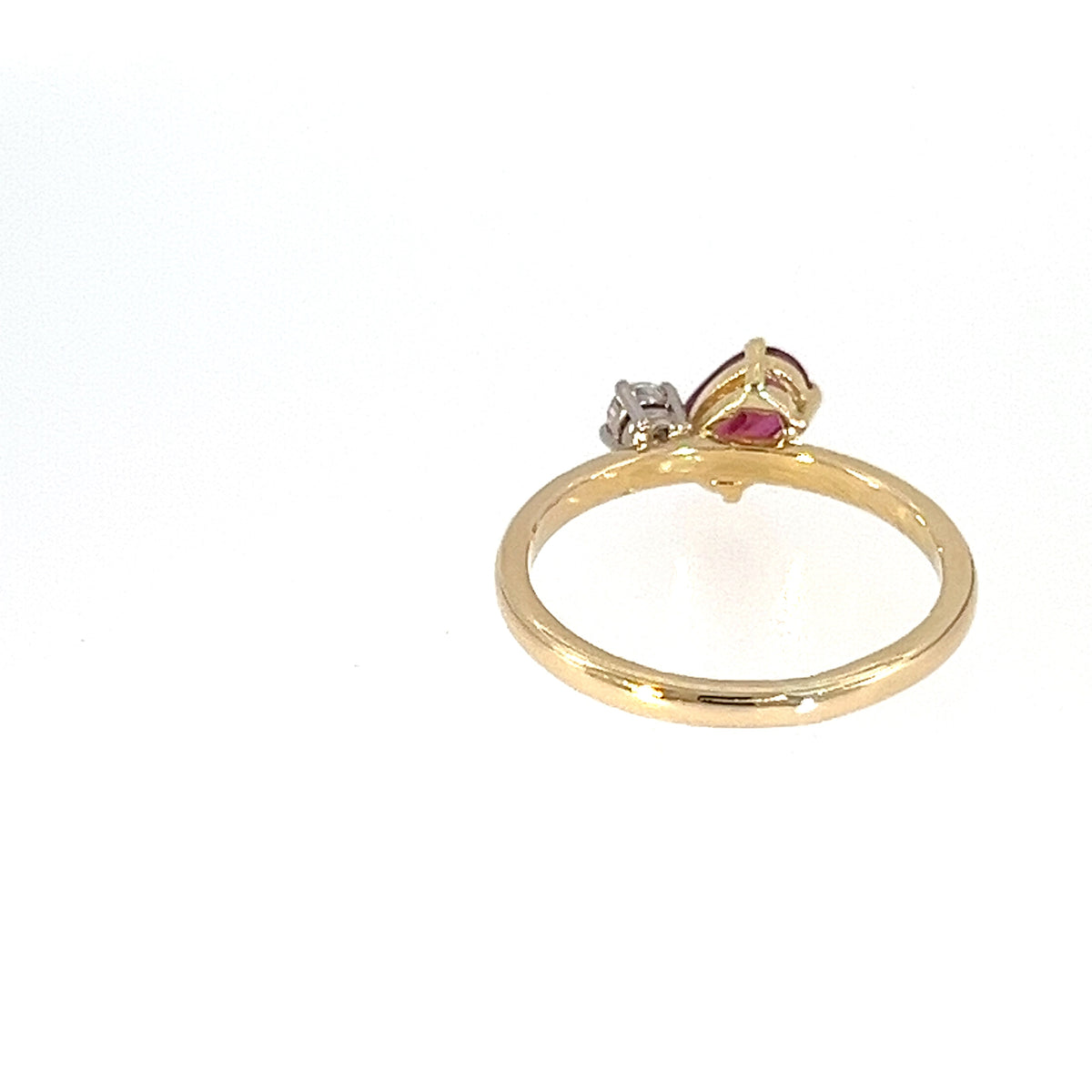 Ruby & Diamond Diagonal Set Gold Ring