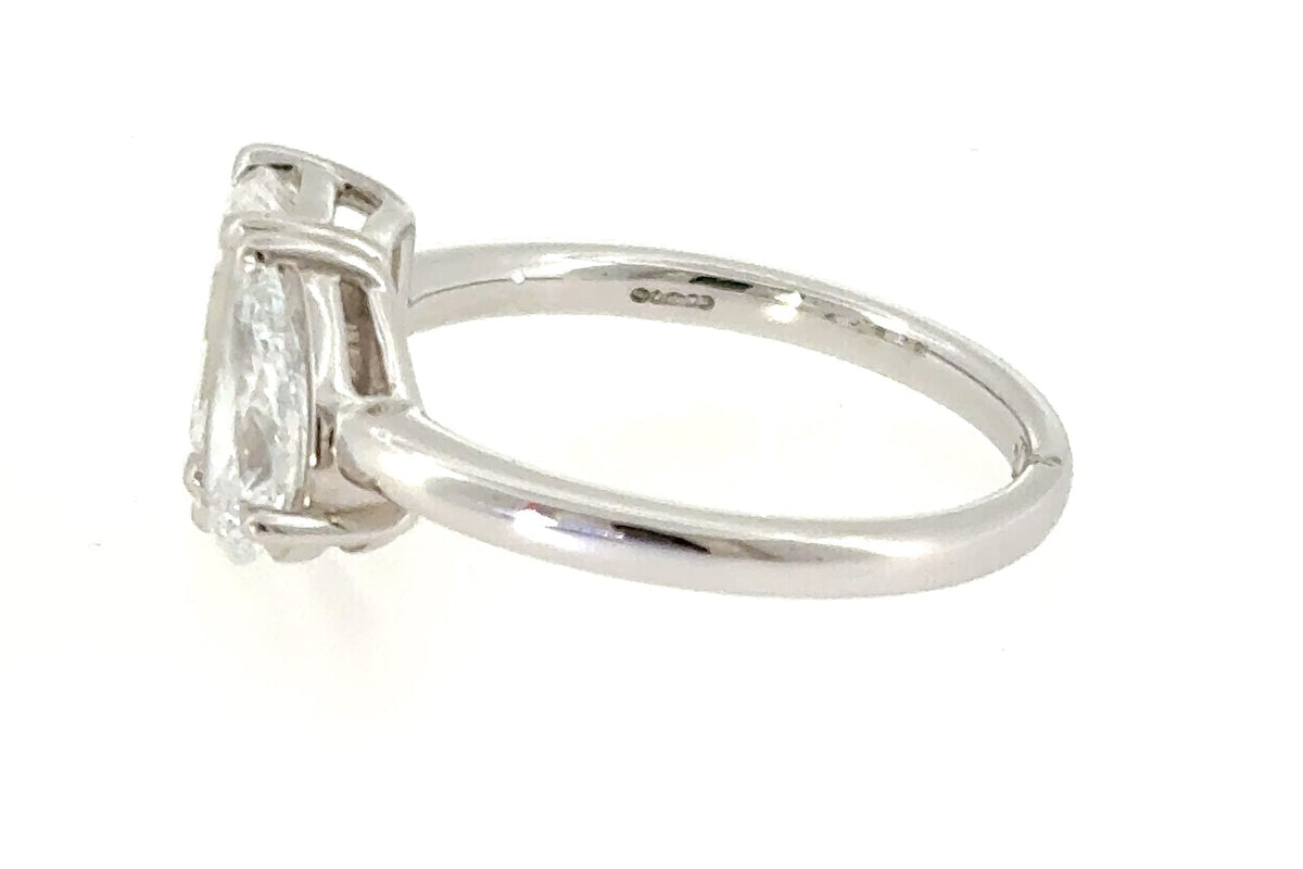 Platinum Emerald Cut and Pear Shape Lab Diamond Toi et Moi Ring