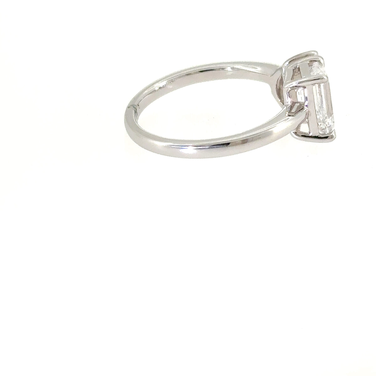 Platinum Emerald Cut and Pear Shape Lab Diamond Toi et Moi Ring