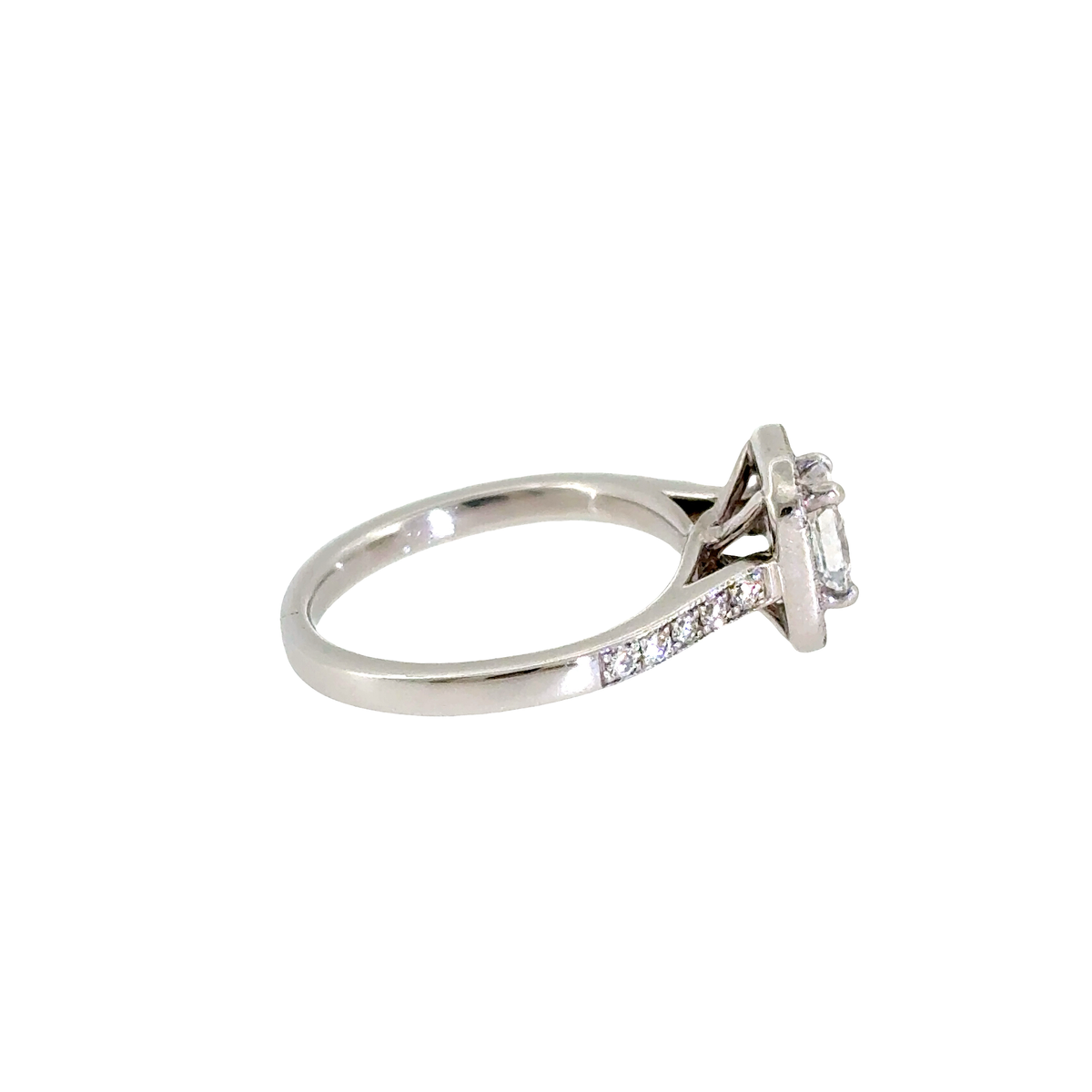 Diamond Emerald Cut Halo Cluster Platinum Engagement Ring