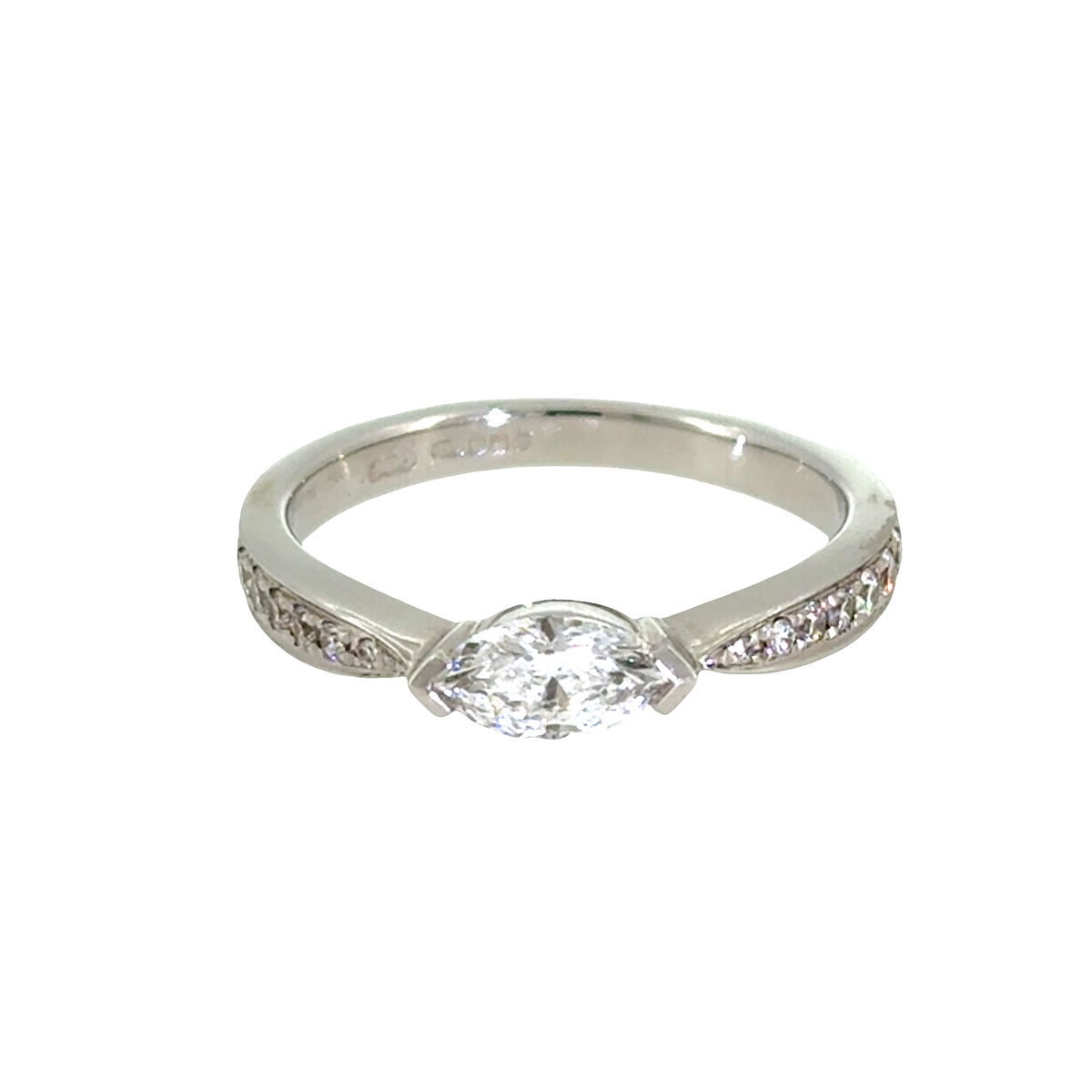 Marquise Side-Set Diamond Ring in Platinum