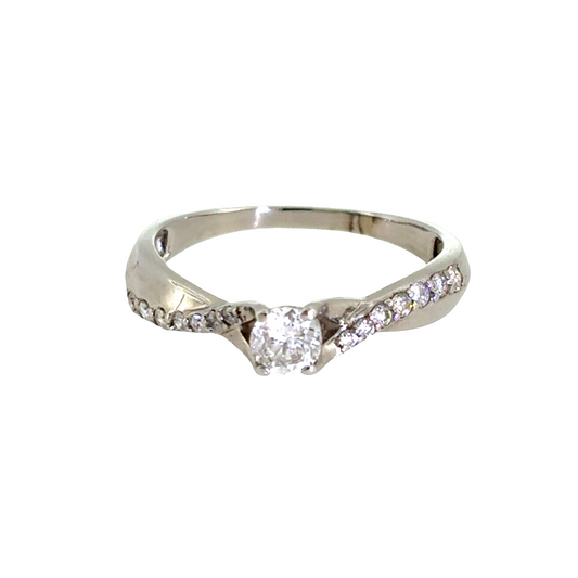 Platinum Round Natural Diamond Twist Ring