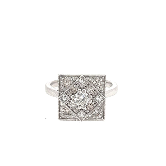 Remodelled Art Deco Inspired Square Diamond Cluster Ring