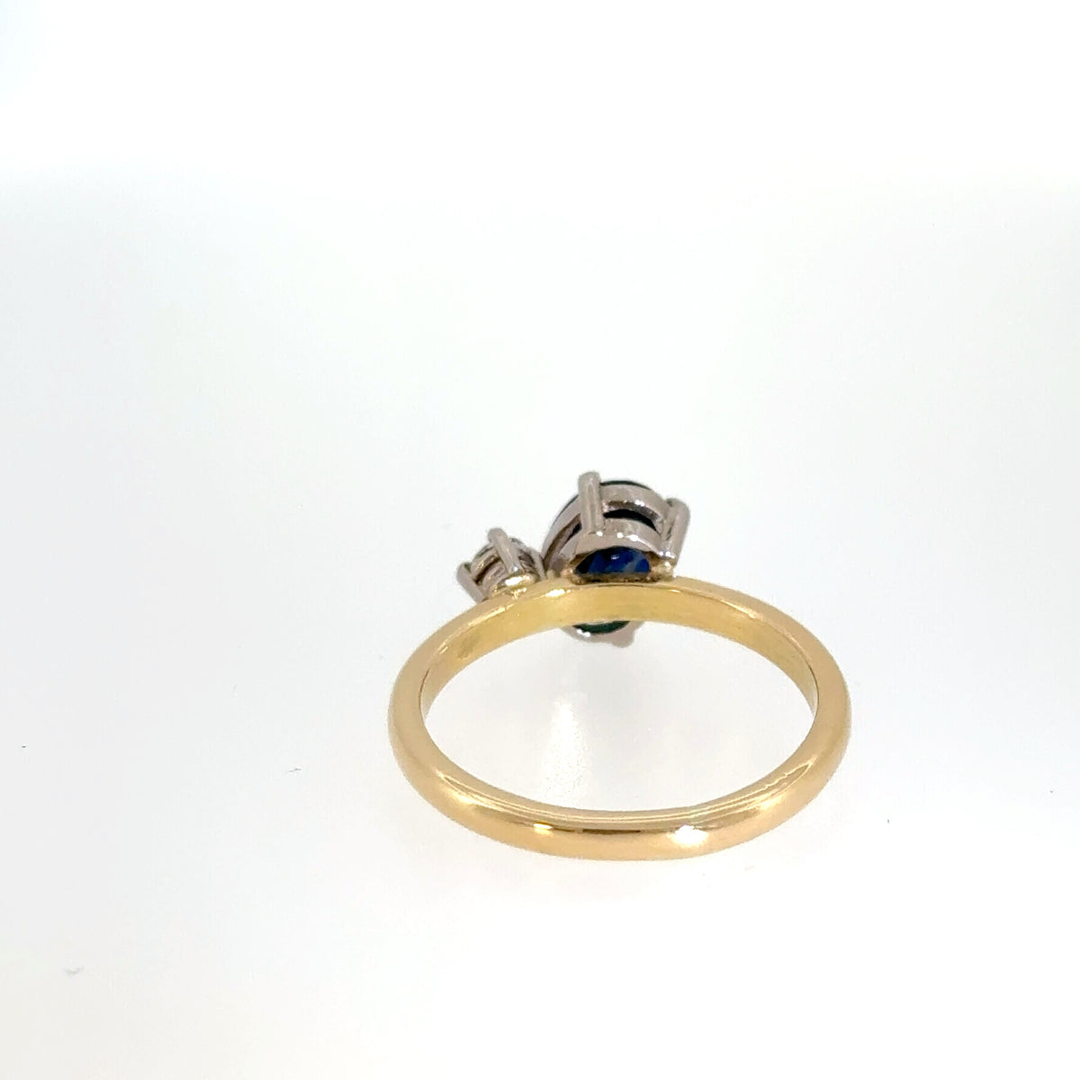 Oval Blue Sapphire & Diamond Moi et Toi Ring