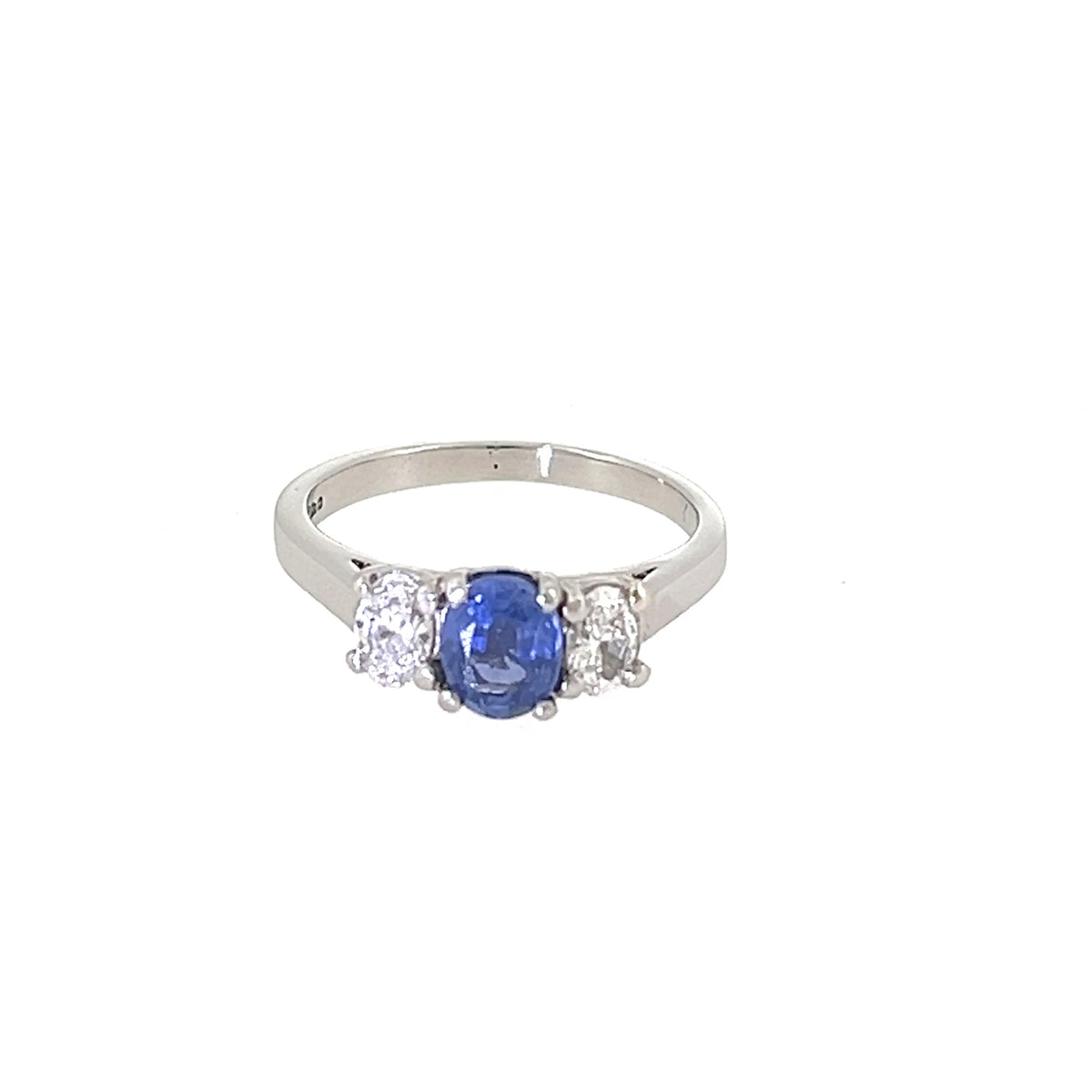 Oval Blue Sapphire & Diamond Trilogy Ring
