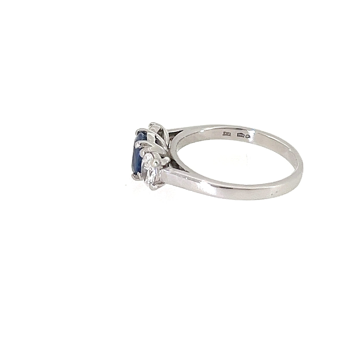 Oval Blue Sapphire & Diamond Trilogy Ring