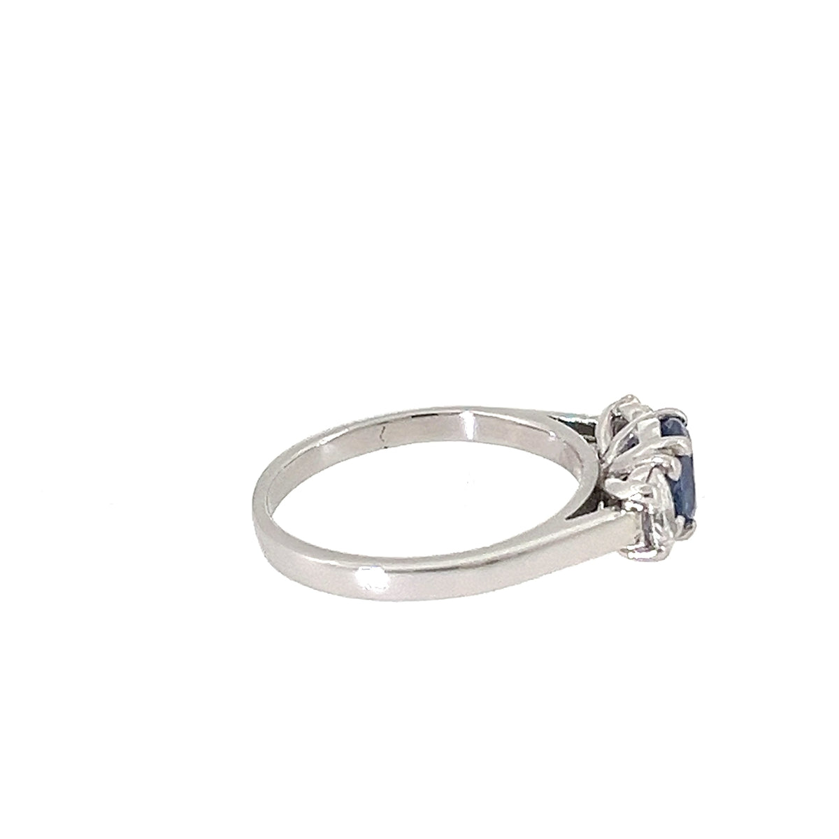 Oval Blue Sapphire & Diamond Trilogy Ring