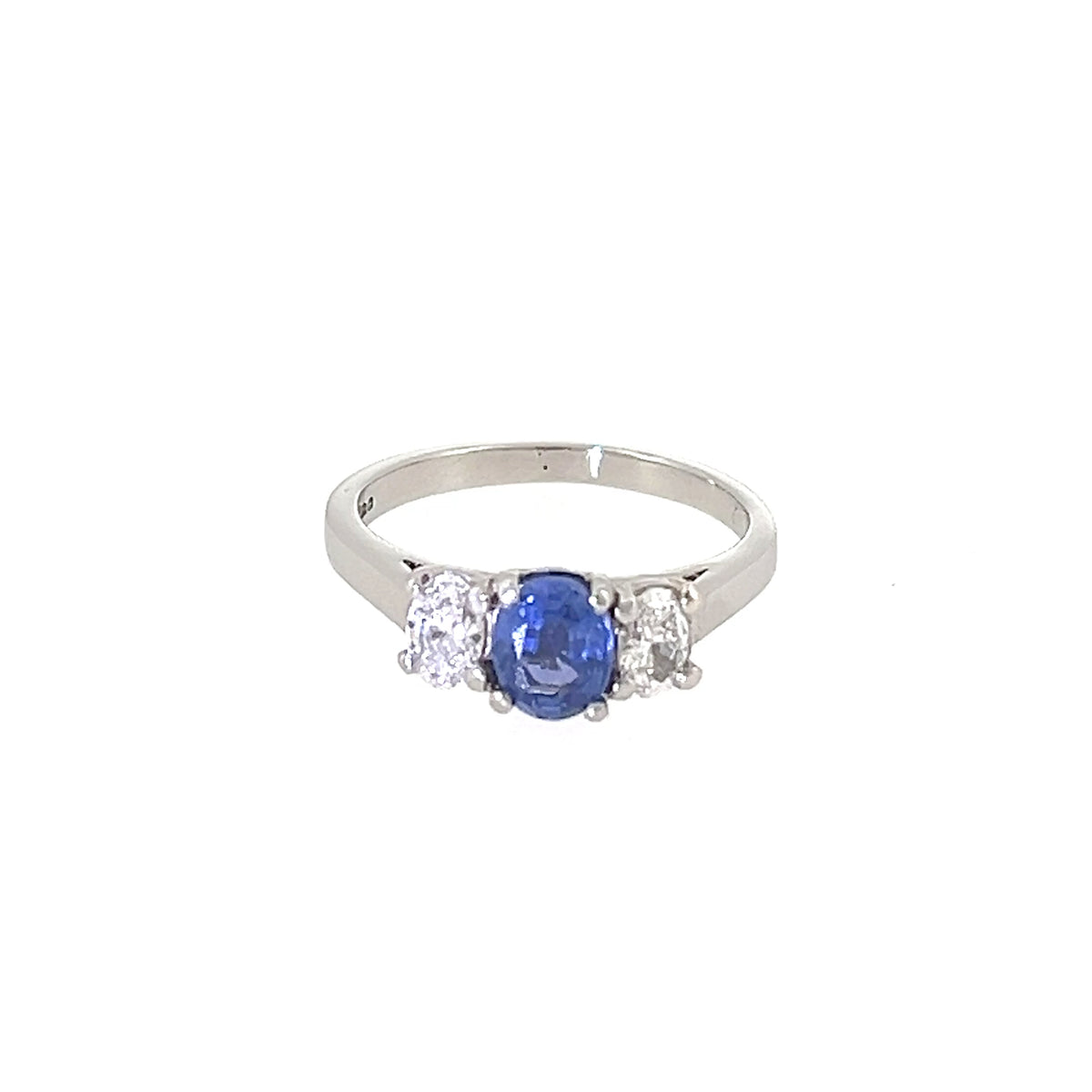 Oval Blue Sapphire & Diamond Trilogy Ring