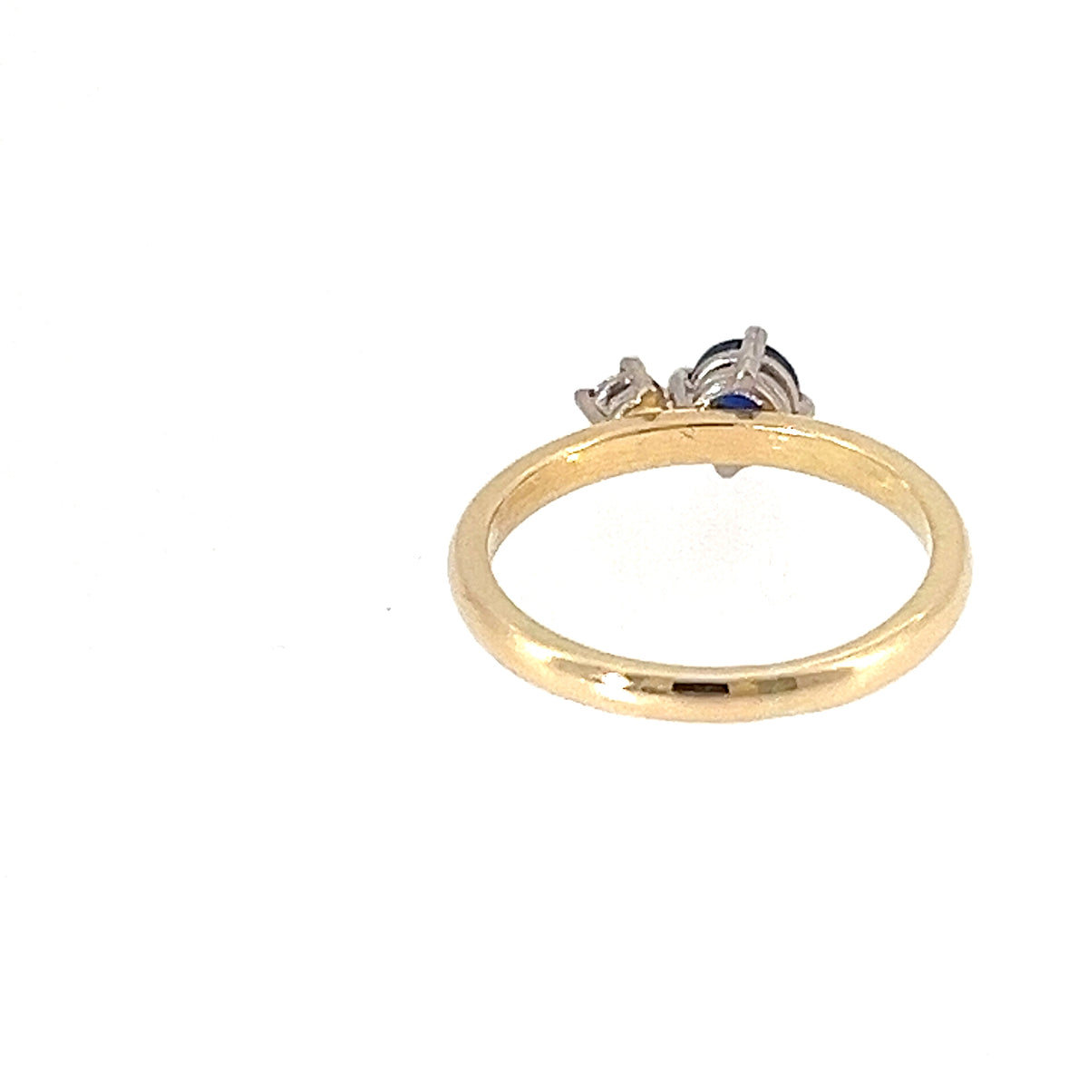 Round Blue Sapphire & Diamond Moi et Toi Gold Ring