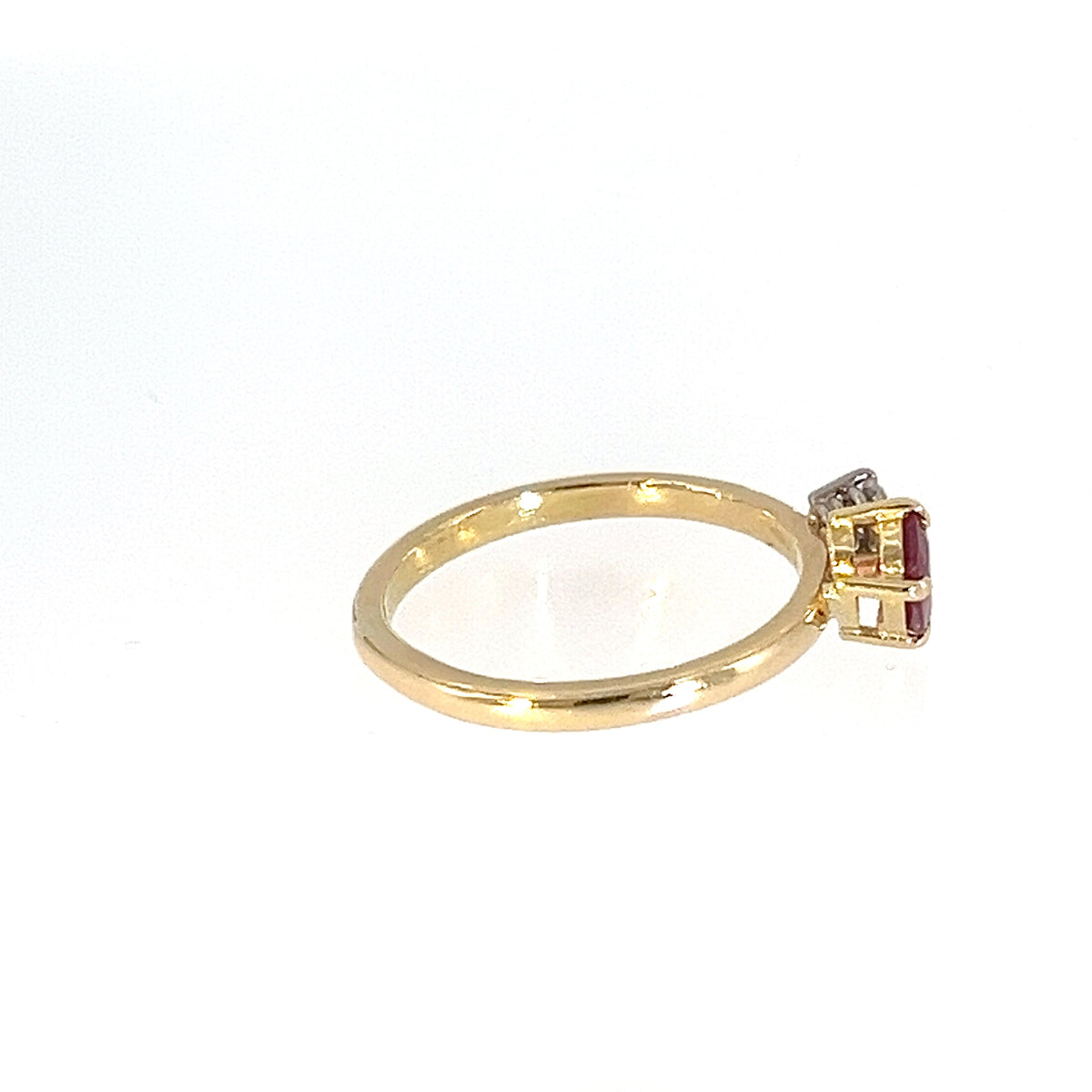 Ruby & Diamond Diagonal Set Gold Ring