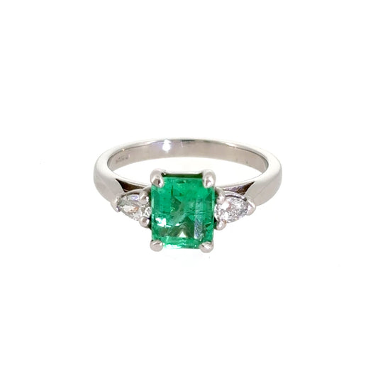 Emerald Trilogy Ring in Platinum