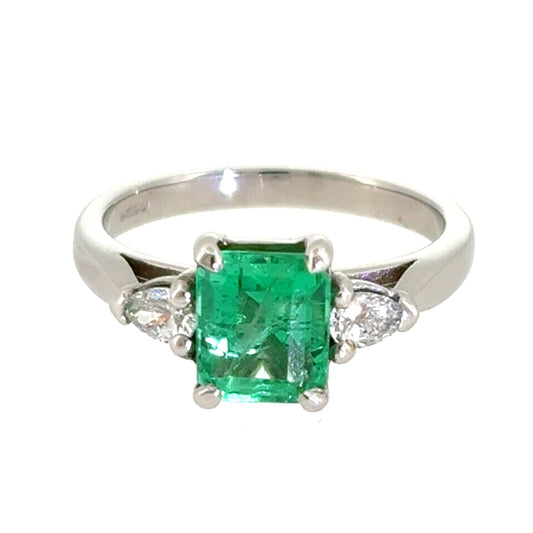 Emerald Trilogy Ring in Platinum