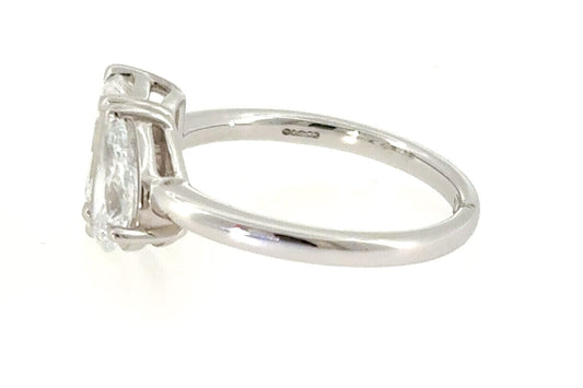 Platinum Emerald Cut and Pear Shape Lab Diamond Toi et Moi Ring