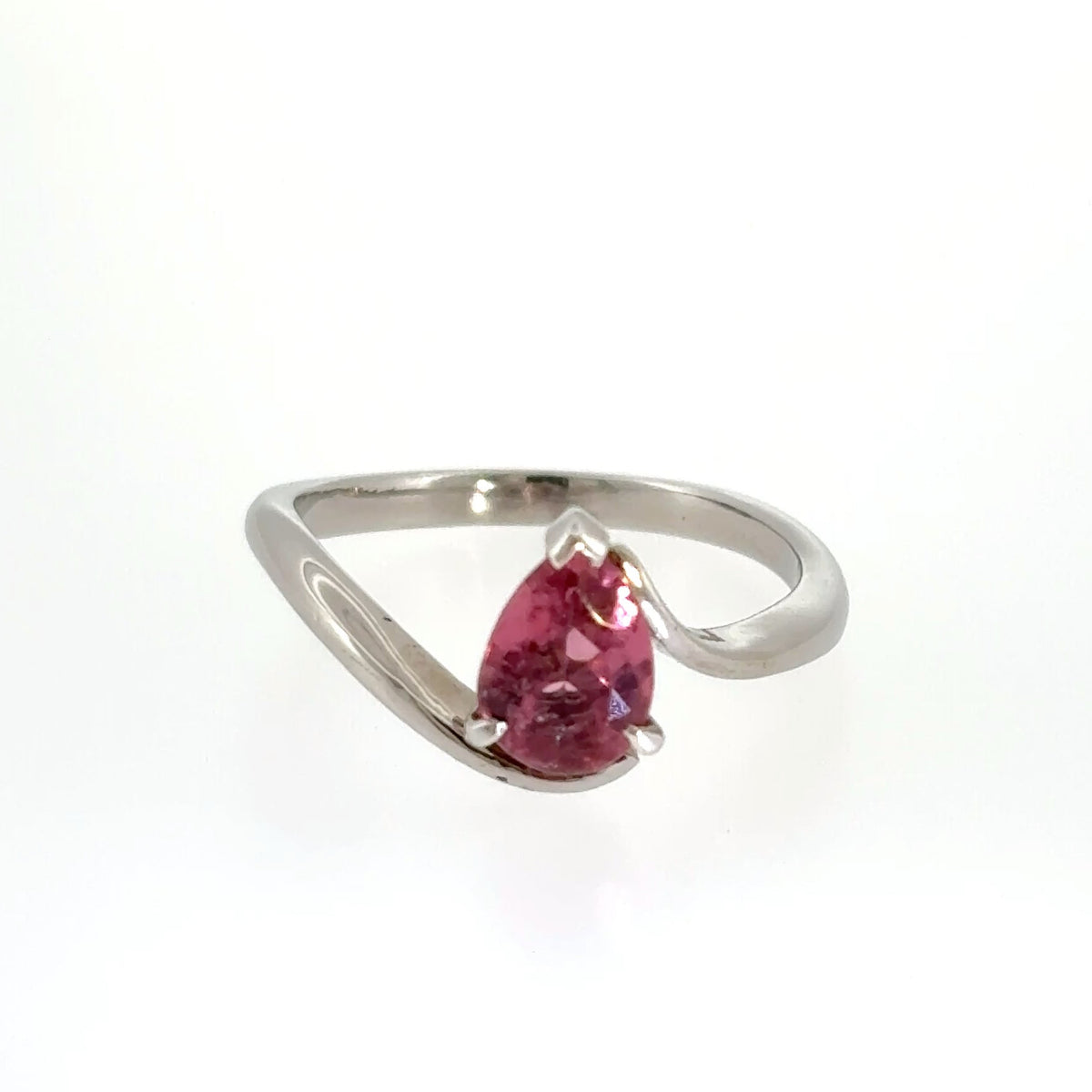 Pink Tourmaline Pear Shaped Solitaire Ring