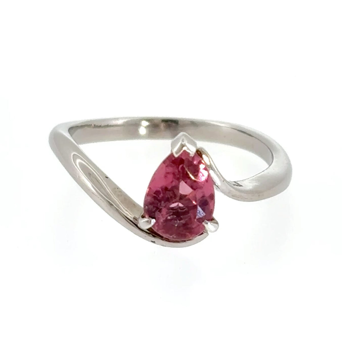 Pink Tourmaline Pear Shaped Solitaire Ring