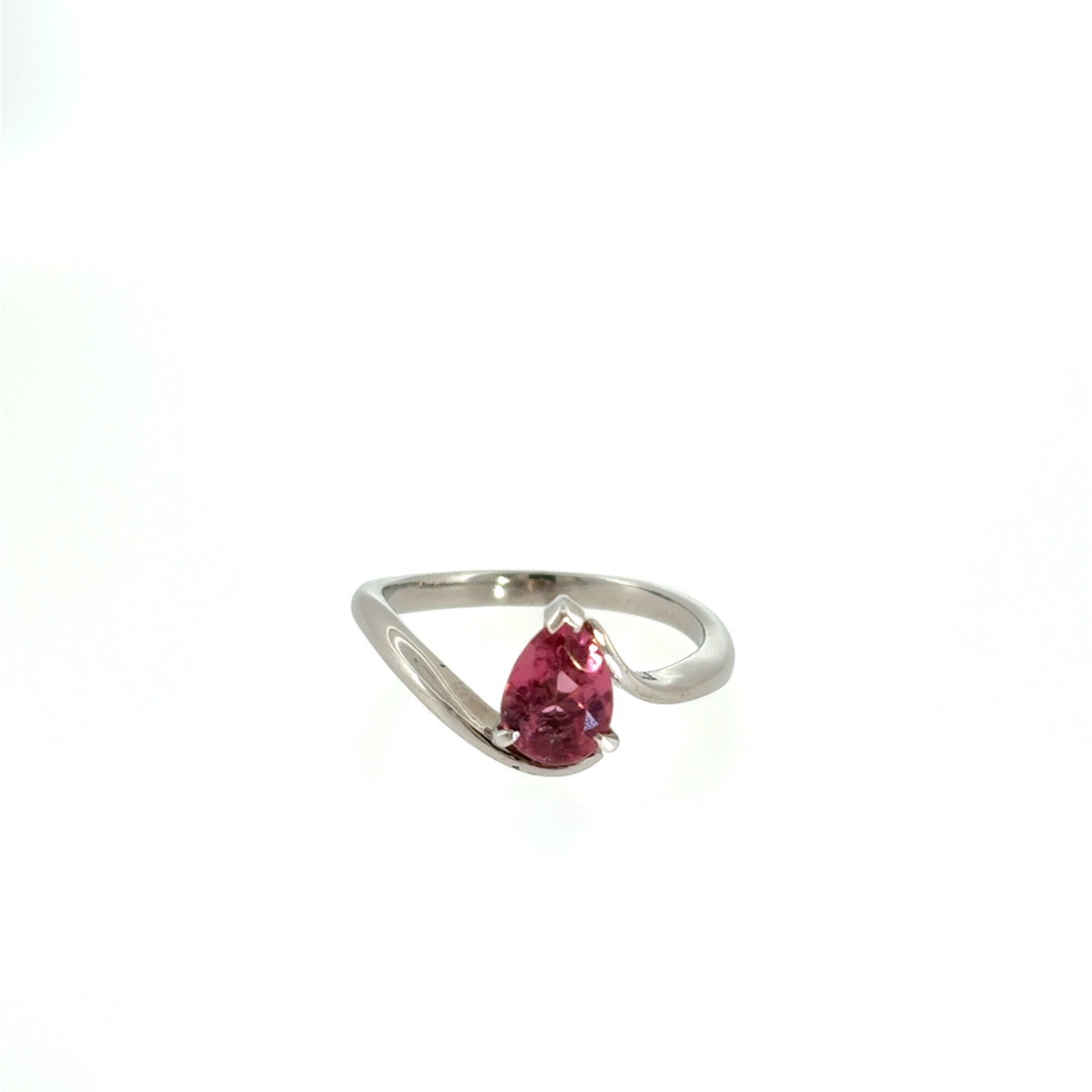 Pink Tourmaline Pear Shaped Solitaire Ring