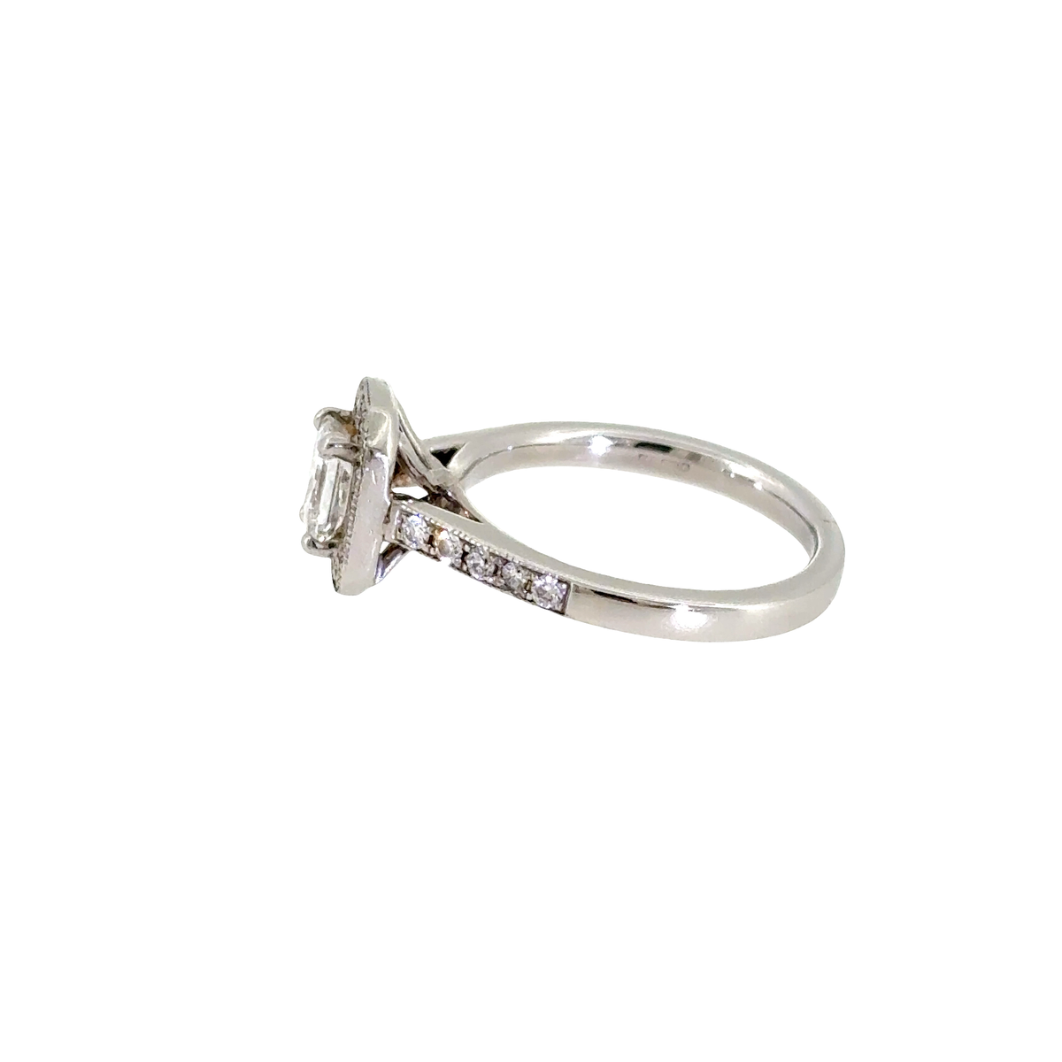 Diamond Emerald Cut Halo Cluster Platinum Engagement Ring