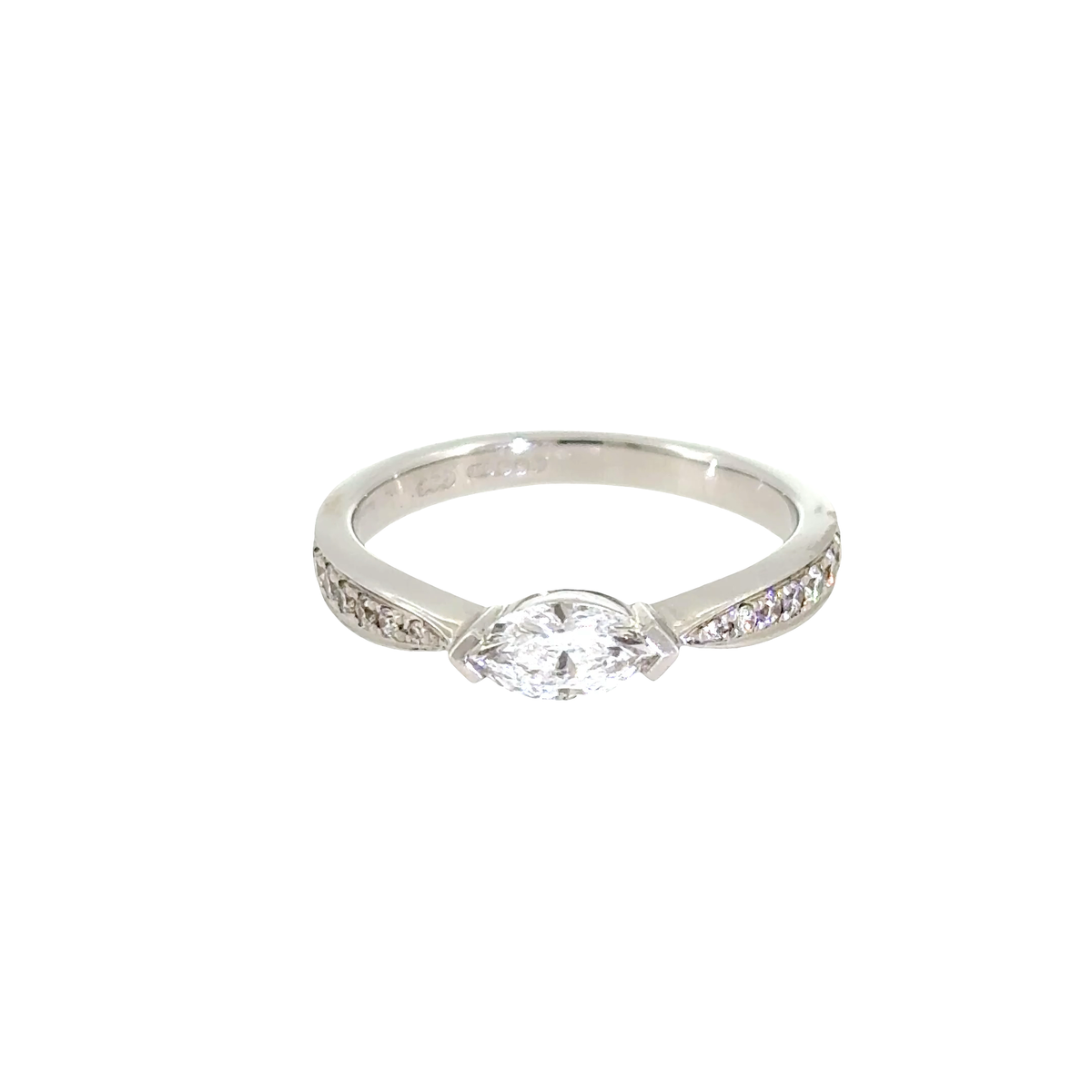 Marquise Side-Set Diamond Ring in Platinum