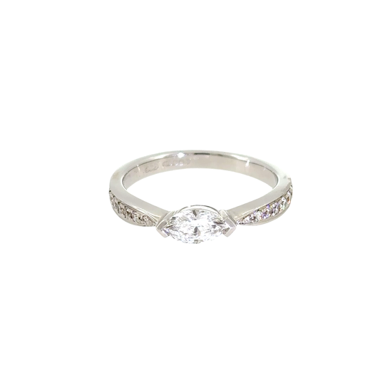 Marquise Side-Set Diamond Ring in Platinum