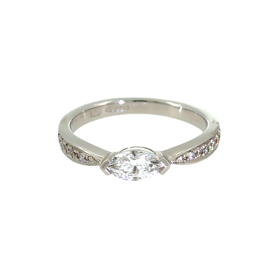 Marquise Side-Set Diamond Ring in Platinum